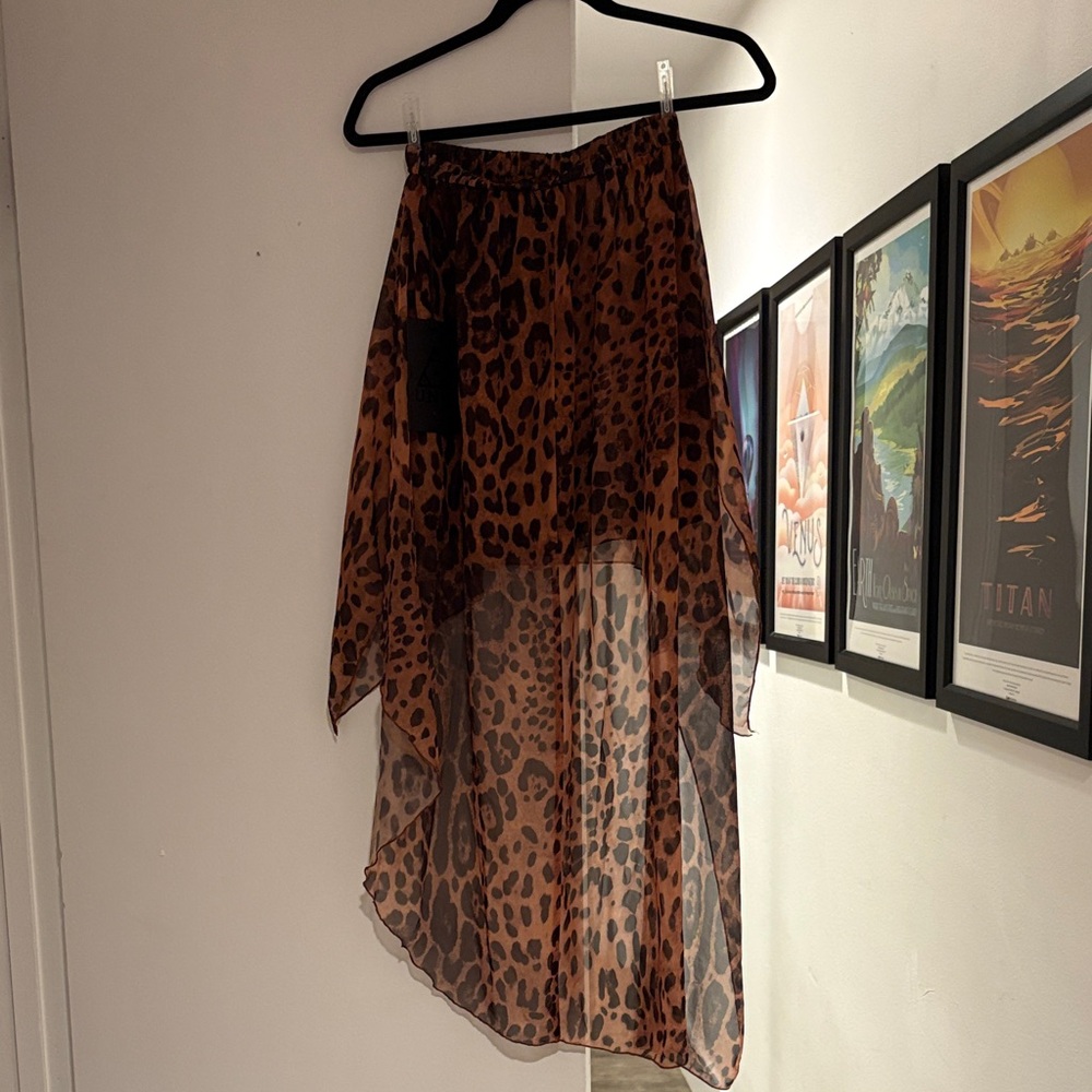 UNIF Leopard Print High-Low Skirt